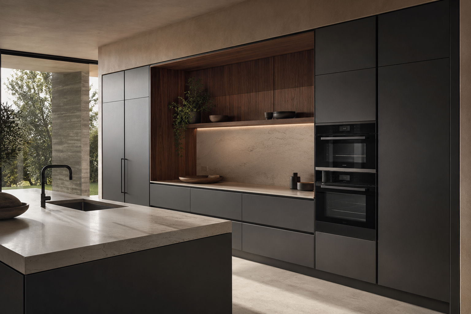 Carbone Drawer Base in Carbone-Inspired Textured Panel